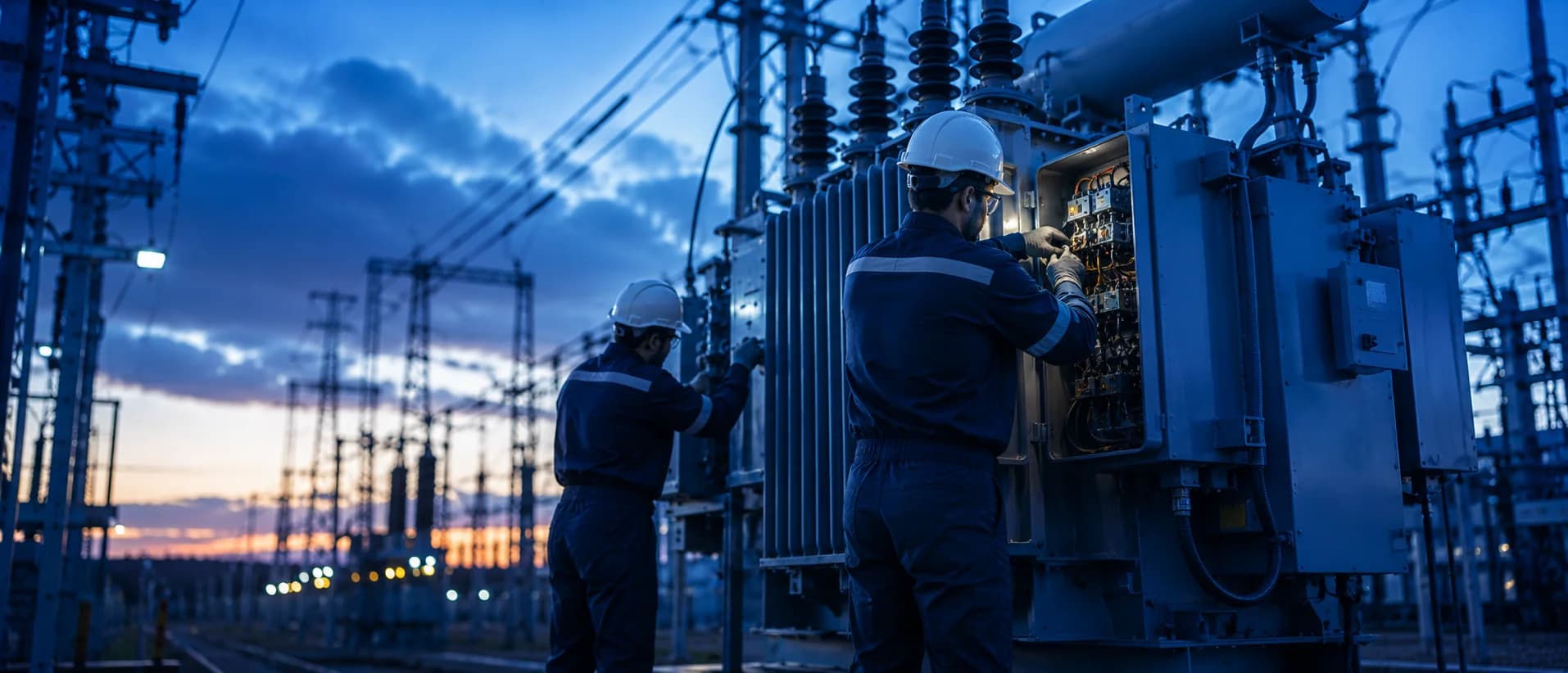 Eletricista trabalhando em campo